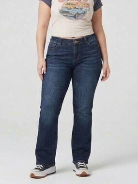 Womens Dark Wash Flare Jeans Stretch Ab Technology Y2K Denim Casual Bootcut 12
